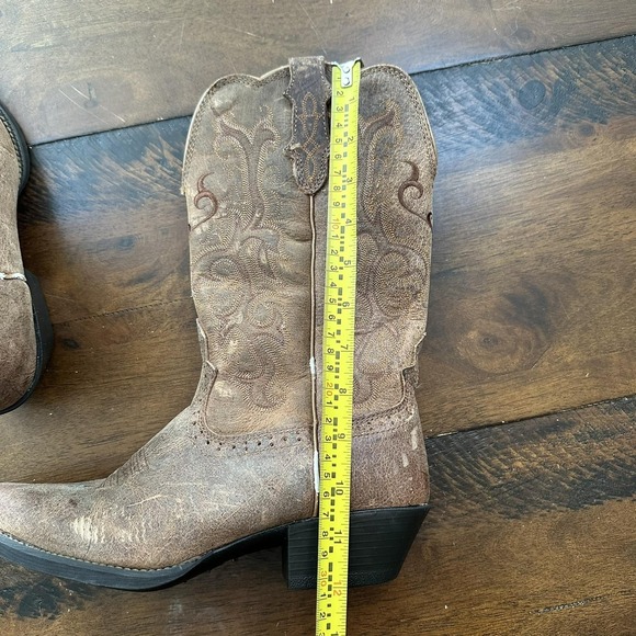 Justin Boots Womens Size 8B Brown Leather Western Cowboy Boots Embroidered L2561 - Picture 10 of 12